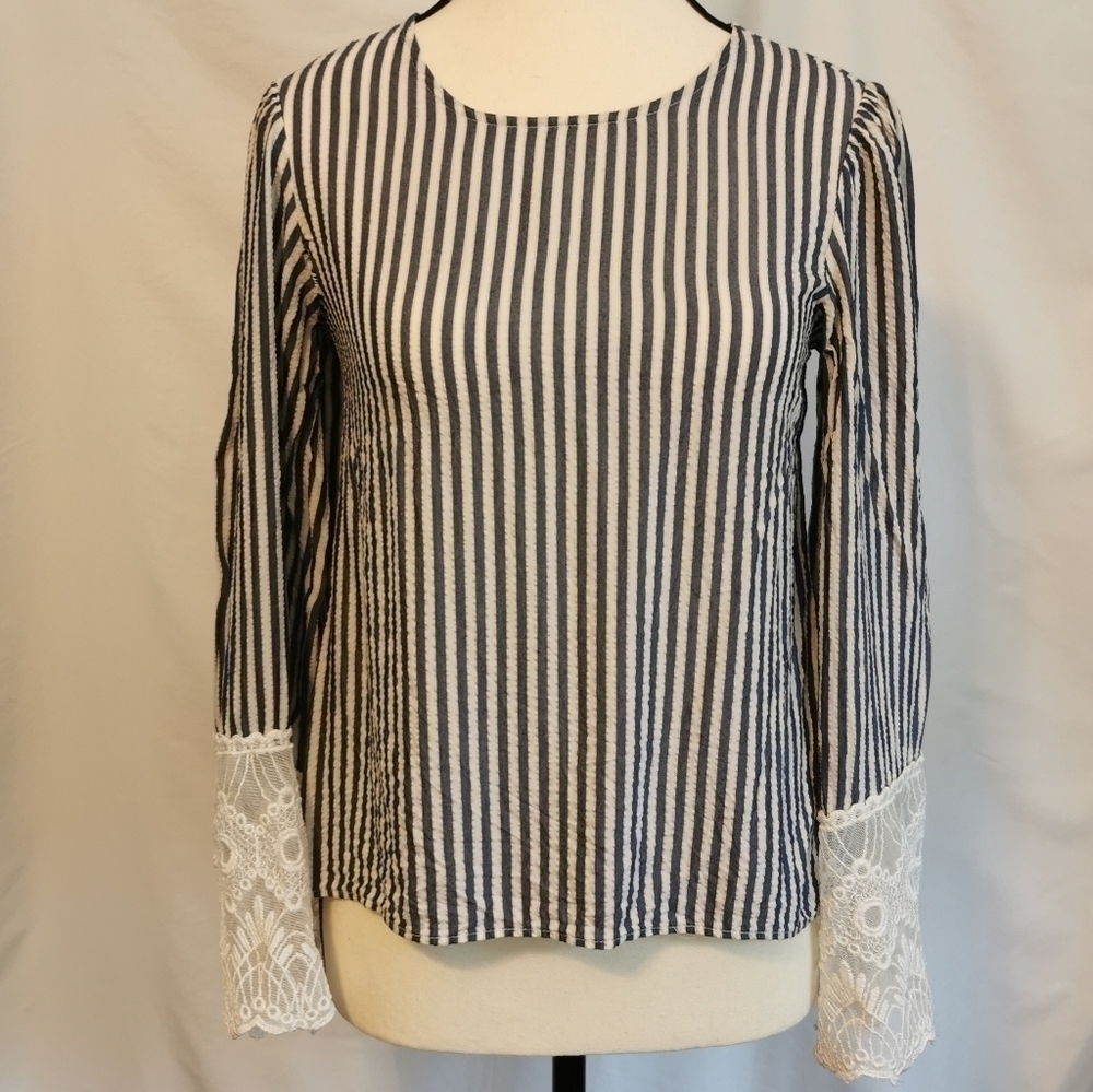 H&M Blue/White Blouse - Sz 2